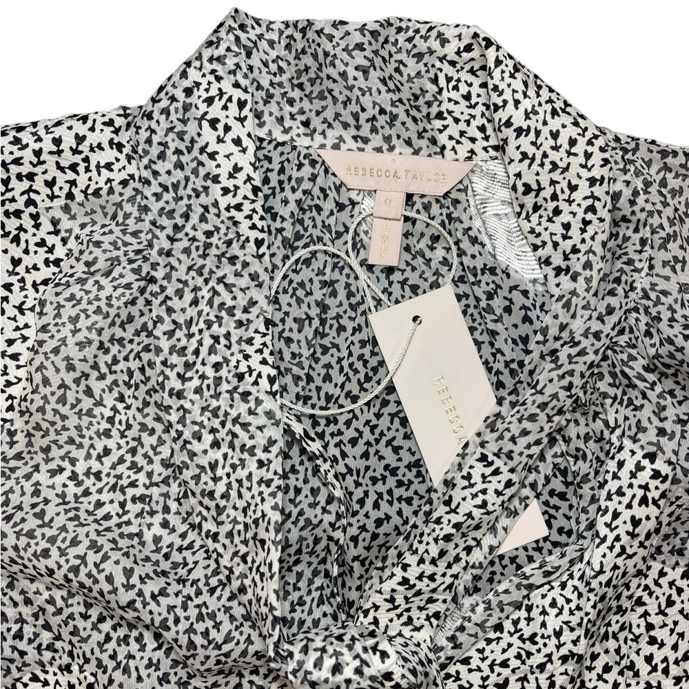 ⚡️SOLD⚡️Rebecca Taylor Silk Floral Sleeveless Tank Top Gray White Blouse - Picture 10 of 16